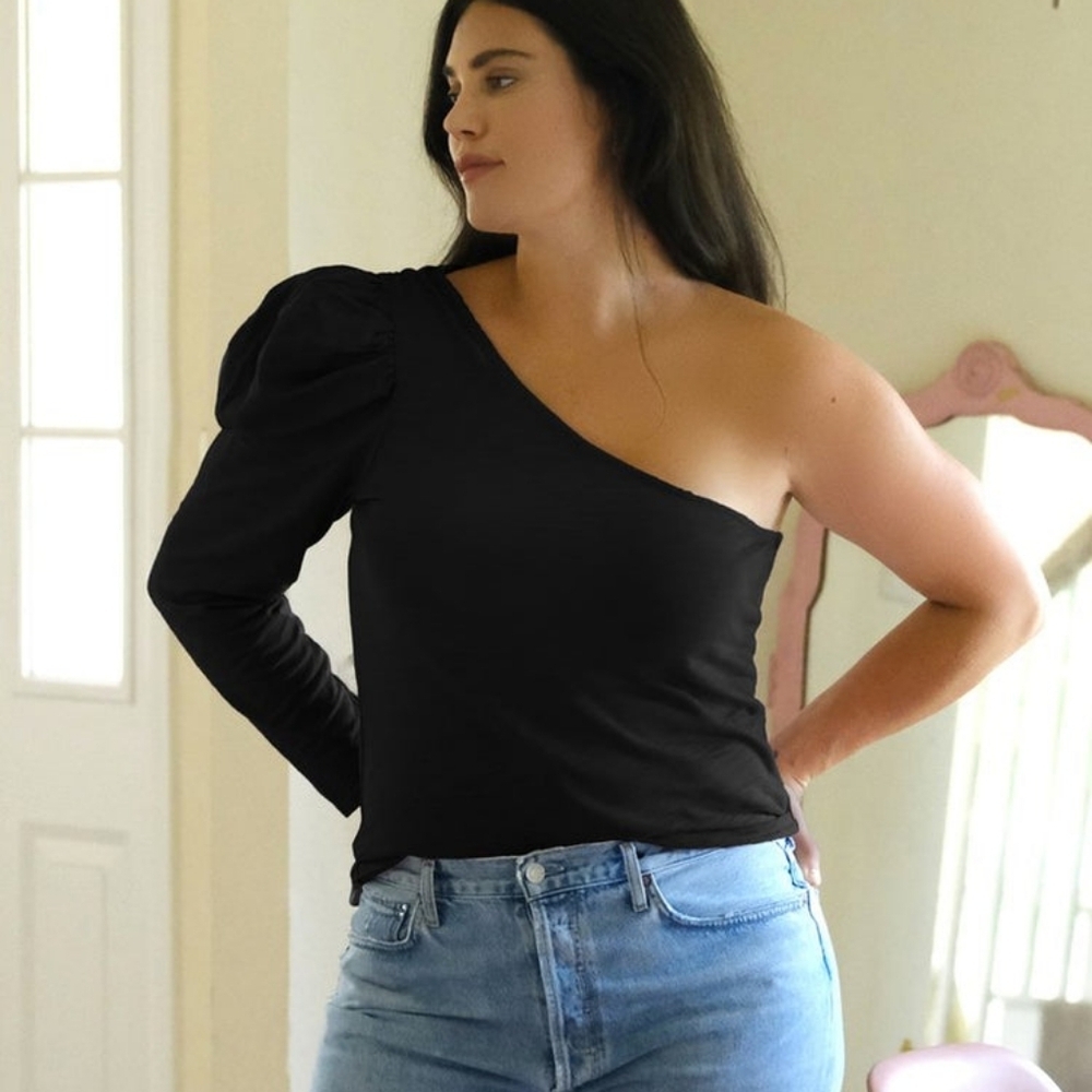 Nation LTD Black One-Shoulder Top